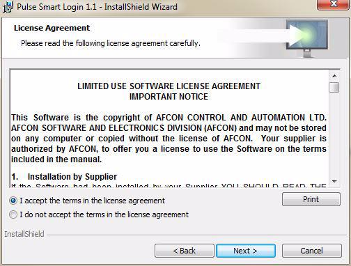 4 Select the I accept the terms in the license agreement option to accept the license agreement and