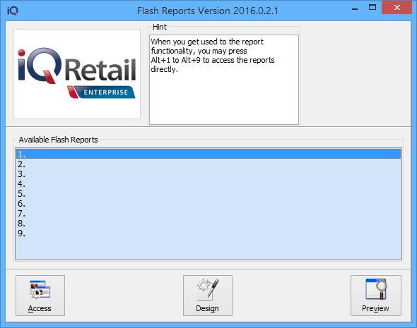 FLASH REPORTS The Flash Reports option allows the user to draw a quick flash report that has been setup specific to Cashbook Postings.