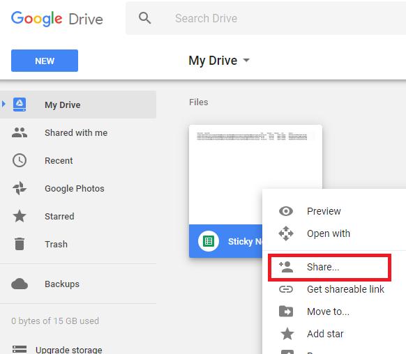 Sharing the Sticky Notes Data File Installation Guide Method: Share the Sticky Notes Data document via Google Drive sharing 1.
