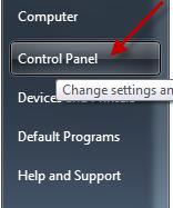 B) Adding a New User to Windows 7 1) click the windows start button, 2) then click Control Panel.