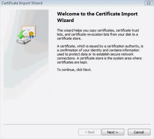16 Configuring the network settings [Network] 5. Click Next displayed on Certificate Import Wizard.