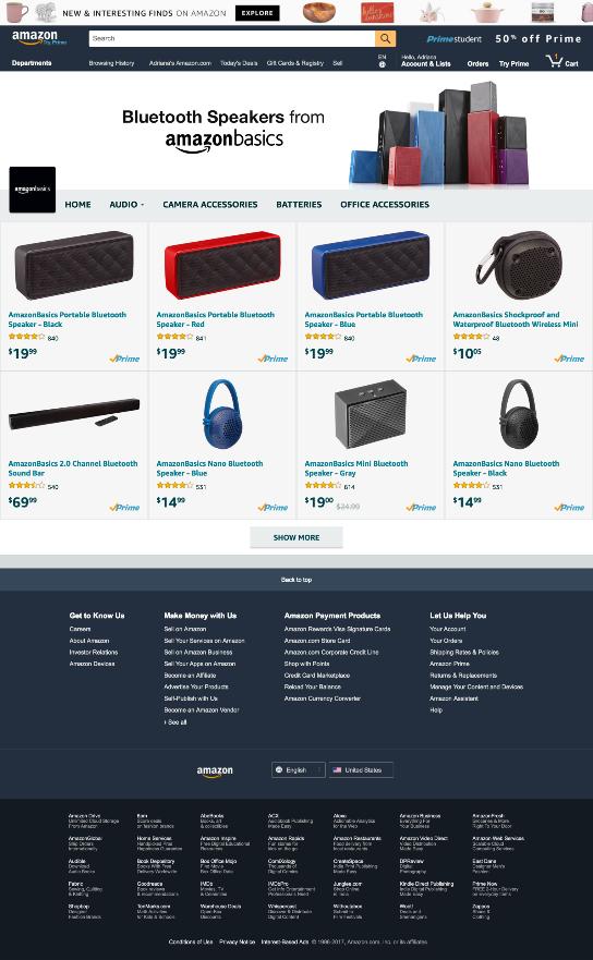 Page Templates Amazon Stores includes three