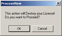 License Utility Figure 31. Final Warning Message Before License Termination 6. A dialog box containing the Kill Confirmation Code will appear, as shown in the figure below. Click OK.