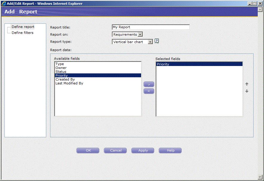 Example 6: Creating Reports Figure 5 38 Add Report Window with Selected Fields 9.