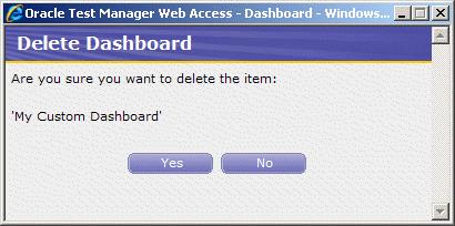 Figure 5 46 Delete Dashboard Dialog Box 15. Click Yes to delete the custom Dashboard.