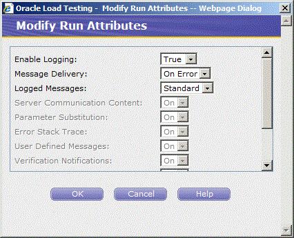 Example 6: Controlling Virtual Users Figure 4 27 Modify Run Attributes Dialog Box You can change the attributes of each virtual user individually. 4. Click Cancel to close the dialog box. 4.6.2 Viewing Virtual User Actions 1.
