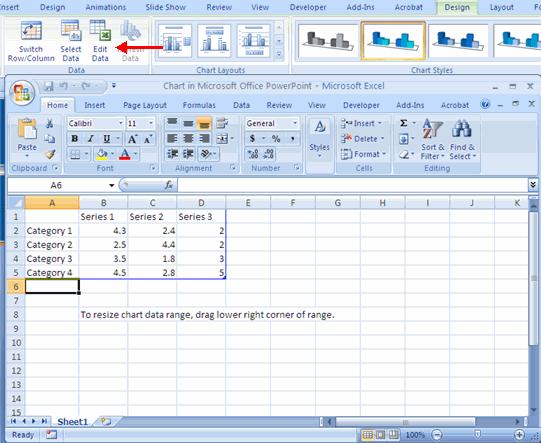 Click Edit Data on the Design tab Edit data in the spreadsheet 9.