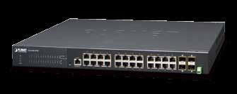 Industrial 24-Port 10/100/1000T + 4 1000X SFP Layer 3 Managed Switch Key Features Physical Port 24-Port 10/100/1000BASE-T RJ45 copper 4 1000BASE-X mini-gbic/sfp slots; Port 25 and 26 support 100/1000