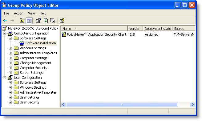 User Guide BeyondTrust Corporation 5. In the Group Policy Object Editor, click Computer Configuration Software Settings, then rightclick Software Installation and select New Package. 6.