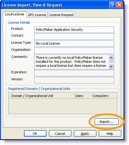 User Guide BeyondTrust Corporation Importing a License To import a license key: 1. After installing PolicyMaker Application Security, edit a GPO. 2.