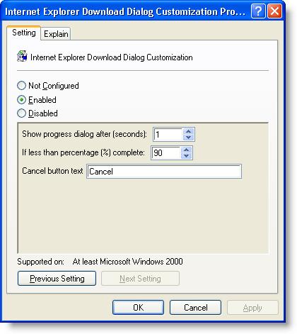 To customize the download progress dialog that is displayed when an end-user attempts to