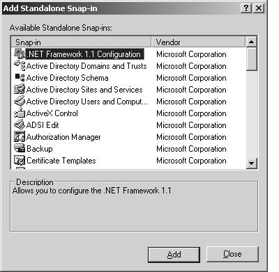 3-24 Chapter 3 Administering Active Directory f03ad04 Figure 3-4 Add Standalone Snap-In dialog box 7. Enter additional details for the snap-in as needed. 8.