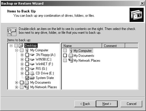 On the Backup Type, Destination, And Name page, shown in Figure 3-11, complete the following steps: Select Tape in the Select The Backup Type list if you are using tape;