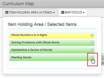 LessonVUE User Guide Chapter 5: Curriculum Maps 85 Deleting Curriculum Items from Maps