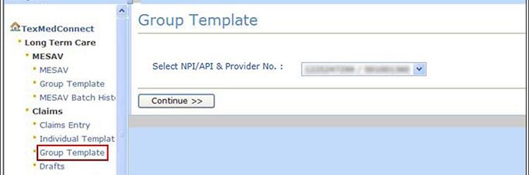 2) Select the appropriate NPI or API and provider number from the