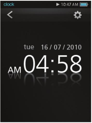 screen. 1. Touch to access the clock setting screen. Tap or icons to adjust the corresponding field.