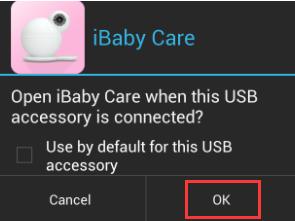 Plug the power cable to the baby monitor, wait for 30 seconds until the red LED