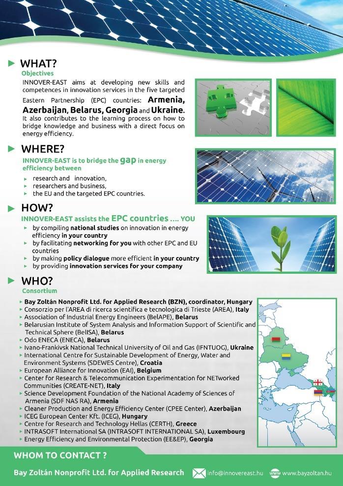 During the project implementation the INNOVER-EAST poster was updated to a second version (2- page version) in order to cover the need