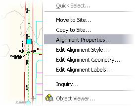 AutoCAD Civil 3D 2009 Education Curriculum NOTES Assign a Station Reference Point 1. In the drawing area, click the 8 th Avenue alignment. 2. Right-click and click Alignment Properties.