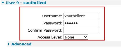 Navigate to Configuration - Security > Users > User 0-9 > User 9 This is where the VPN user password is stored.