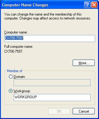Computer Name Change Computer name Workgroup