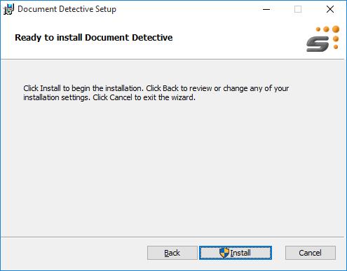 Figure 5: Setup Wizard: License dialog 6. The Ready to install Document Detective screen is displayed.