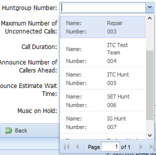 2. Adding a Call Queue: A. Select the Add button. I. The Call Queue Edit Window will open. a. Enter the Call Queue Name in the text field. This is an objective name of the call queue. b. Select the drop-down menu next to the right of Hunt group Number.