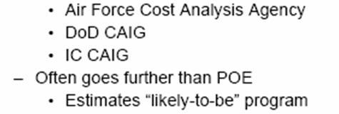 Cost Estimates from The