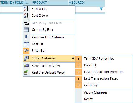 18 The order of the columns can be quickly changed by clicking the header of a column and dragging it to the preferred location. Columns can be added and removed as necessary.