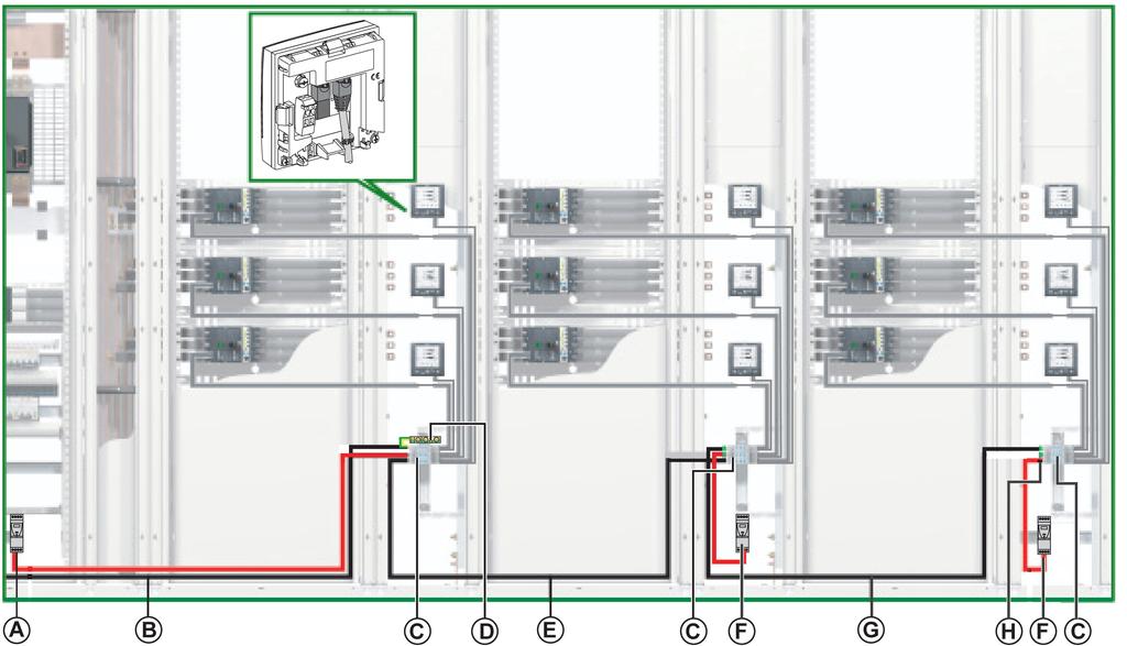 Design Rules of ULP System Case of Several Power Supply Segments When more than one 24 Vdc power supply is needed (see page 45), then several power supply segments are used along the Modbus cable.