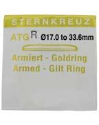 60 Wide Gold Ringed ATGB Wide Gold Ringed ATGB Tension (Armoured) Ring - Wide Ring - Gold Colour - Sternkreuz ATGB Range: Ø28.4 to 34.3mm All sizes, (eg. 28.4, 28.5, 28.