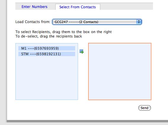 QuickSend: Select From Contacts If you choose to use Select From Contacts, you will be prompted to choose a Group from your Contacts.
