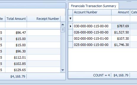 5. Once the receipts have been added to the Summary Transaction, verify the total of the Attached receipts on the left matches the total of the Account Number distribution on the right.