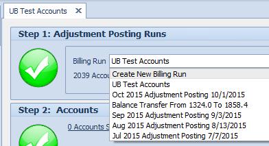 the Home center in Utility Billing: 1. Click Billing and Adjustment Posting 2.