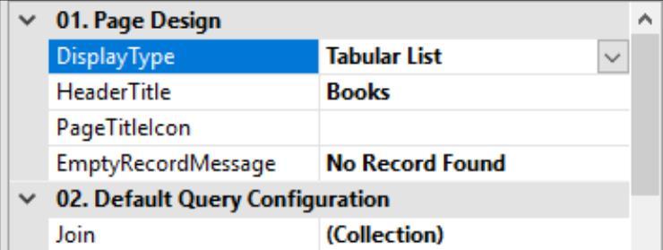 List page (Table View) Tabular List is the default view for record display