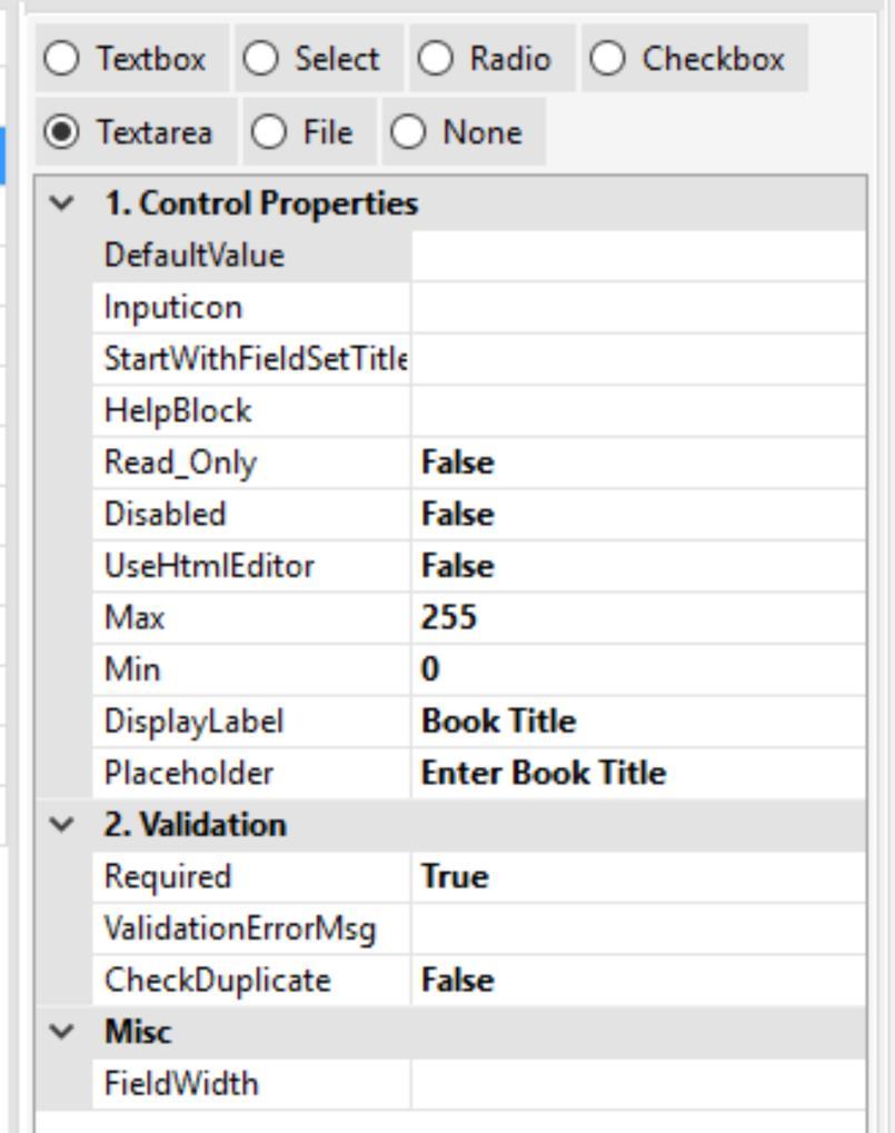 Add & Edit Form Controls (Textarea) Text Area : defines a multi-line text input control.