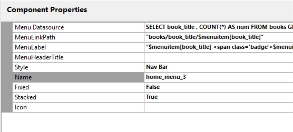 Set the database table name you want to use as the dynamic menu set.