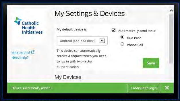 7. The My Settings & Devices screen will now appear.