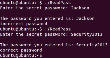 requires the password, type in Jackson. Jackson is not the correct password. The purpose of typing it is to see what the program does when the password is incorrect.