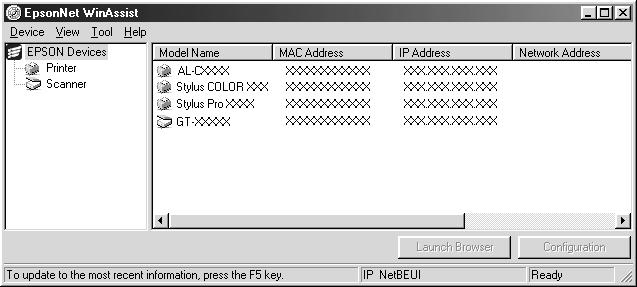 Setting an IP Address Using EpsonNet WinAssist This section explains how to use EpsonNet WinAssist to configure the print server.