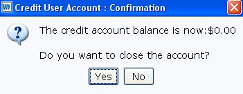Click OK to close the dialog box and return to the wizard. If the remaining credit account balance is greater than $0.