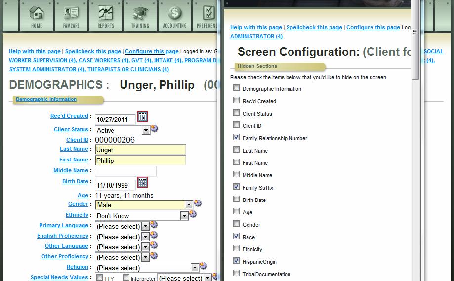 on your form. To hide a field check the corresponding box. Un-checking a box will make the field appear on the form.