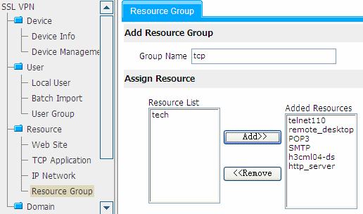 Figure 31 Create a TCP resource group Creating a User and User Group, and Associating the Resource Group and User Group Refer to Creating a User and User Group, and Associating the Resource Group and
