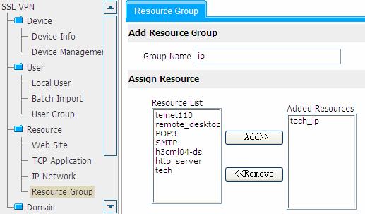 Creating a Resource Group and Add Existing Resources to the Resource Group Figure 45 Add IP resources to a resource group Creating a User and User
