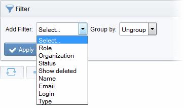 other options that appears depending on the selection from the 'Add Filter' drop-down.