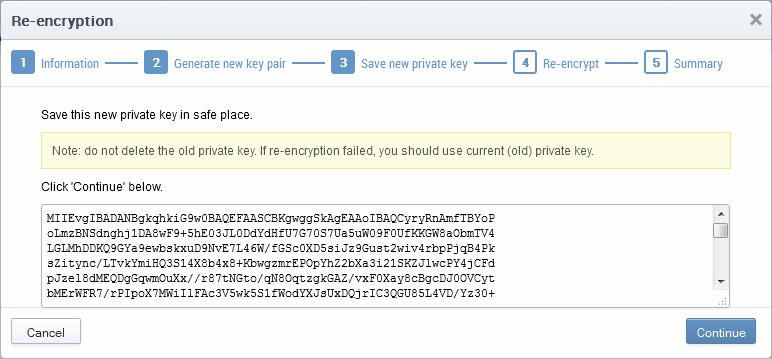 Copy and paste the private key into a.txt file then save it in a secure, password protected location. Click continue.