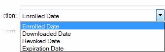 Form Element Date Selection Control Drop-down list Description Enables administrator to set a specific date for collecting a report.