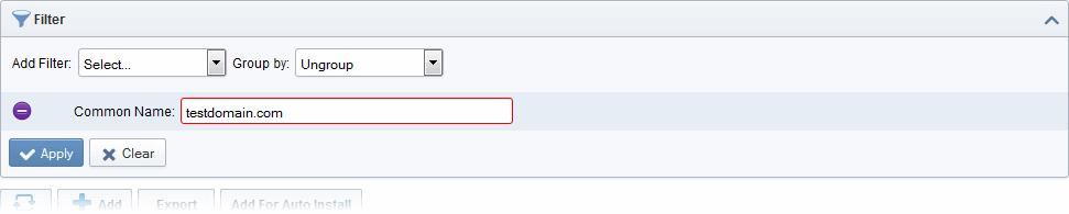 To add a filter Select a filter criteria from the 'Add Filter' drop-down. Enter or select the filter parameter as per the selected criteria.
