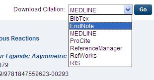 Saving your results Direct export to EndNote 1. To export references, select EndNote from the drop-down menu and click Go. 2. Click on Open. EndNote should now open automatically. 3.