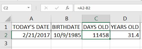 Today Function To find out the number of days between any two dates after 1/1/1900, just take the more recent date minus (-) the earlier date (the recent date is the greater serial